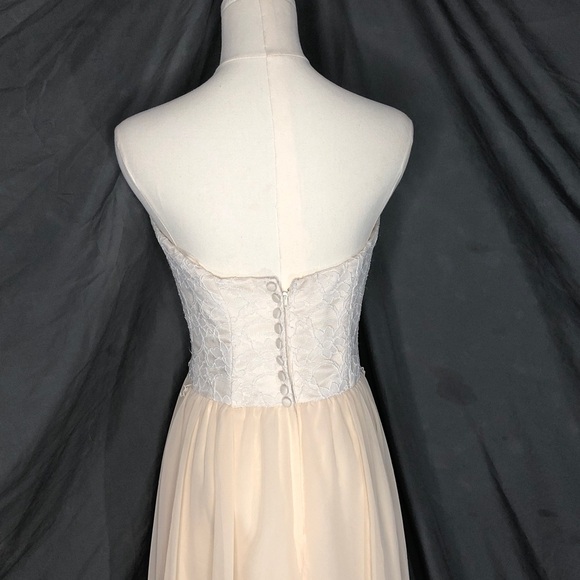 Mori Lee Cream Strapless Lace Gown - Picture 5 of 10